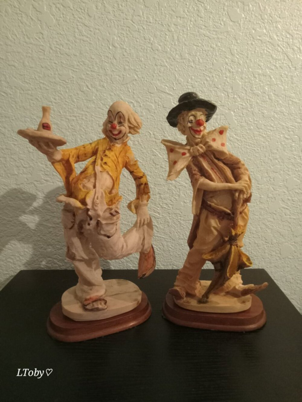 Vintage Resin Clown Sculptures 2 PC